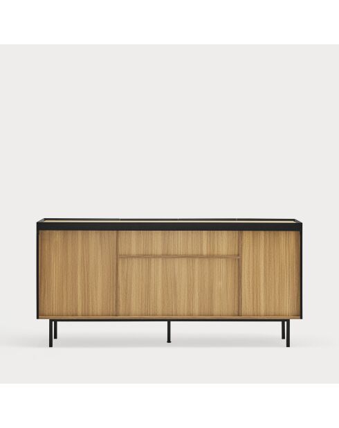 Buffet Arista 4 portes et 3 tiroirs intérieurs noir - 165x40x78cm