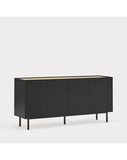 Buffet Arista 4 portes et 3 tiroirs intérieurs noir - 165x40x78cm