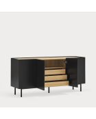 Buffet Arista 4 portes et 3 tiroirs intérieurs noir - 165x40x78cm