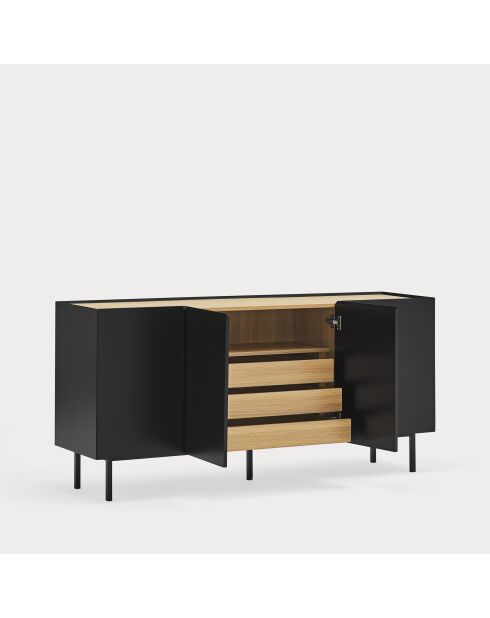 Buffet Arista 4 portes et 3 tiroirs intérieurs noir - 165x40x78cm