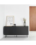 Buffet Arista 4 portes et 3 tiroirs intérieurs noir - 165x40x78cm