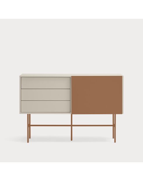 Nube Sideboard mit 3 Schubladen und 1 Schiebetür aus Sand und Lehm — 140x45x91cm