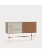 Nube dressoir met 3 laden en 1 schuifdeur zand en klei - 140x45x91cm