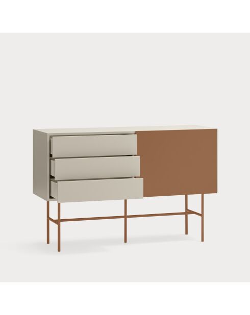 Nube Sideboard mit 3 Schubladen und 1 Schiebetür aus Sand und Lehm — 140x45x91cm