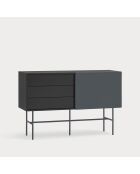 Credenza Nube con 3 cassetti e 1 anta scorrevole nera e grigio antracite - 140x45x91cm