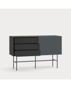 Credenza Nube con 3 cassetti e 1 anta scorrevole nera e grigio antracite - 140x45x91cm