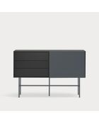 Credenza Nube con 3 cassetti e 1 anta scorrevole nera e grigio antracite - 140x45x91cm
