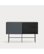 Credenza Nube con 3 cassetti e 1 anta scorrevole nera e grigio antracite - 140x45x91cm