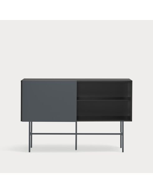 Nube dressoir met 3 laden en 1 schuifdeur zwart en antracietgrijs - 140x45x91cm