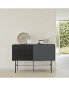 Credenza Nube con 3 cassetti e 1 anta scorrevole nera e grigio antracite - 140x45x91cm