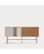 Nube-Sideboard mit 3 Schubladen, 1 Tür und 1 Schiebetür aus Sand und Lehm — 180x45x91 cm