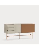 Nube-Sideboard mit 3 Schubladen, 1 Tür und 1 Schiebetür aus Sand und Lehm — 180x45x91 cm