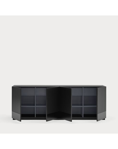Buffet Doric 4 portes et 4 tiroirs noir/anthracite - 200x46x70cm