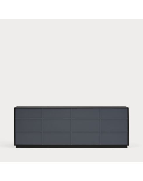 Buffet Doric 4 portes et 4 tiroirs noir/anthracite - 200x46x70cm