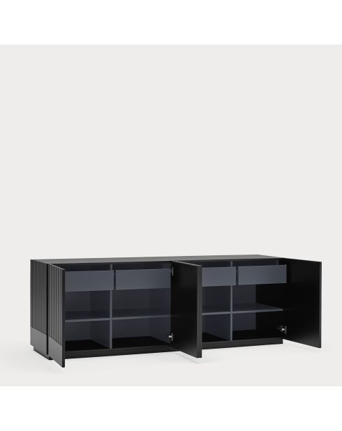 Buffet Doric 4 portes et 4 tiroirs noir/anthracite - 200x46x70cm