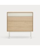 Commode Yoko 4 tiroirs chêne et crème - 90x86x45cm