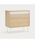Commode Yoko 4 tiroirs chêne et crème - 90x86x45cm