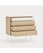 Commode Yoko 4 tiroirs chêne et crème - 90x86x45cm
