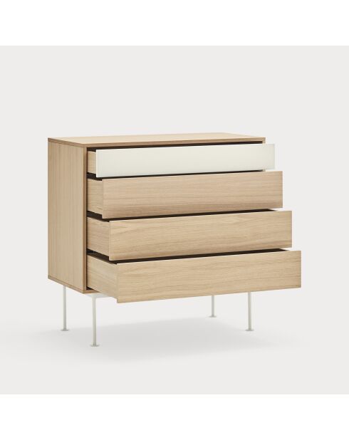 Commode Yoko 4 tiroirs chêne et crème - 90x86x45cm