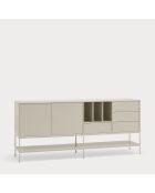 Buffet Platt 2 portes, 4 tiroirs et 3 niches sable - 220x45x98cm