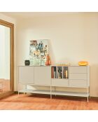 Buffet Platt 2 portes, 4 tiroirs et 3 niches sable - 220x45x98cm