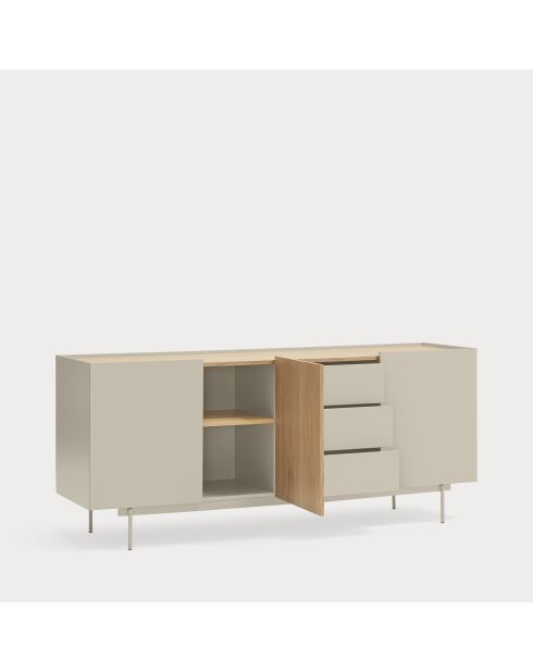 Buffet Otto 3 portes et 3 tiroirs sable et chêne - 180x45x78cm