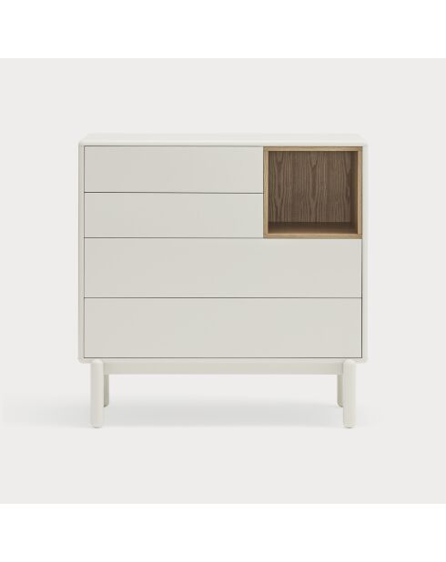 Cassettiera Corvo con 4 cassetti e 1 nicchia crema - 90x40x90cm