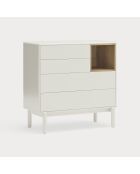 Cómoda Corvo con 4 cajones y 1 hornacina color crema - 90x40x90cm