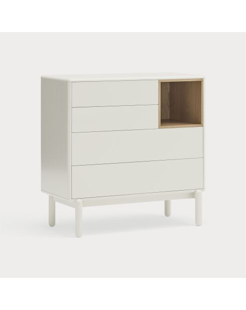 Cassettiera Corvo con 4 cassetti e 1 nicchia crema - 90x40x90cm