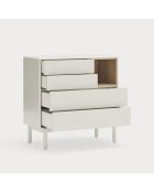 Cómoda Corvo con 4 cajones y 1 hornacina color crema - 90x40x90cm