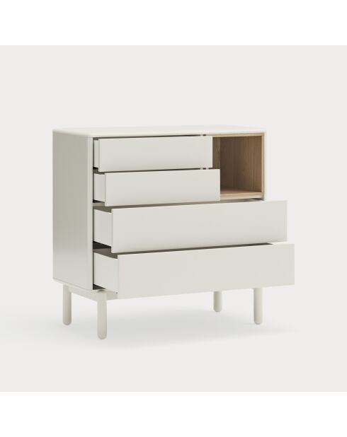Cassettiera Corvo con 4 cassetti e 1 nicchia crema - 90x40x90cm