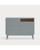 Cómoda Corvo con 7 cajones y 1 hornacina gris perla - 120x40x90cm