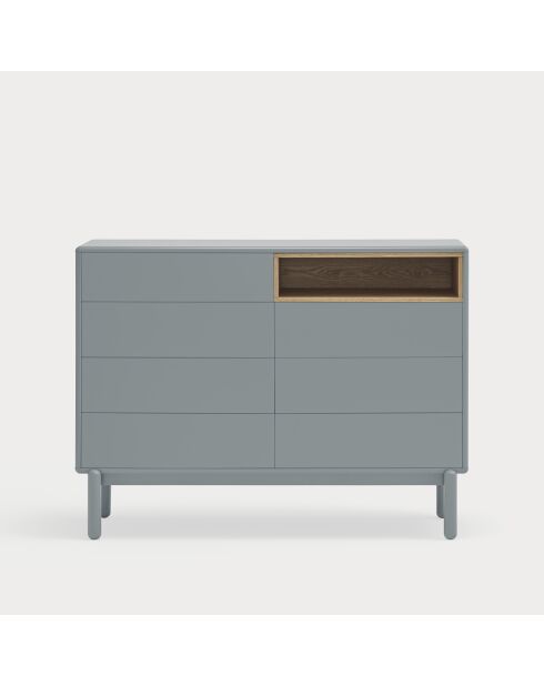 Commode Corvo 7 tiroirs et 1 niche gris perle - 120x40x90cm