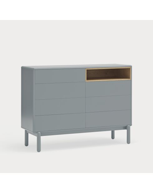 Commode Corvo 7 tiroirs et 1 niche gris perle - 120x40x90cm
