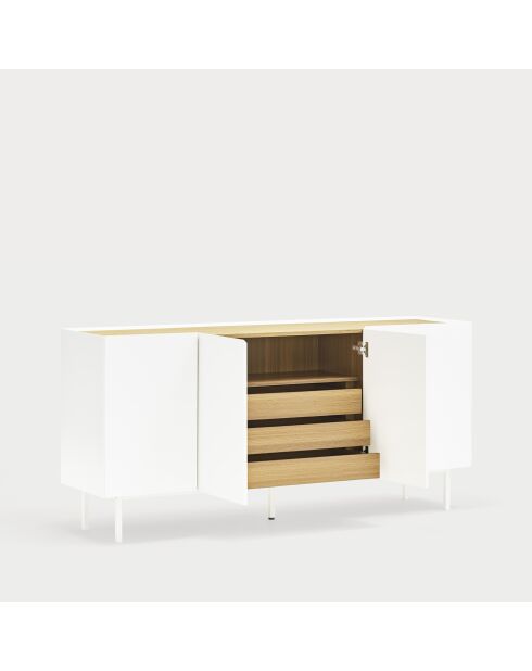 Buffet Arista 4 portes et 3 tiroirs intérieurs blanc - 165x40x78cm
