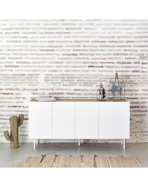 Buffet Arista 4 portes et 3 tiroirs intérieurs blanc - 165x40x78cm