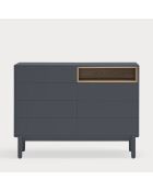 Commode Corvo 7 tiroirs et 1 niche gris anthracite - 120x40x90cm