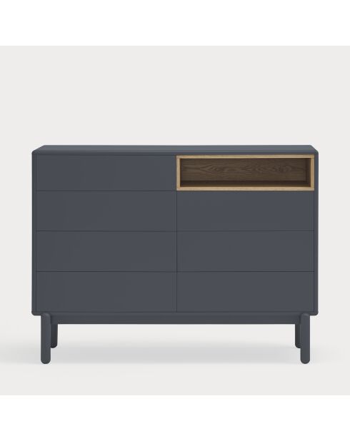 Commode Corvo 7 tiroirs et 1 niche gris anthracite - 120x40x90cm