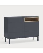 Commode Corvo 7 tiroirs et 1 niche gris anthracite - 120x40x90cm