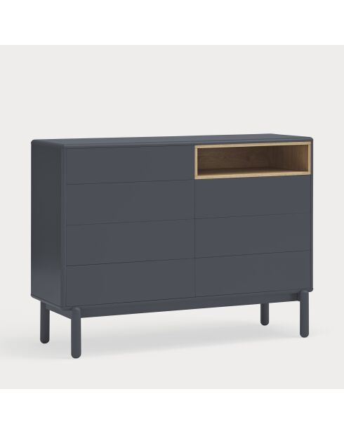 Commode Corvo 7 tiroirs et 1 niche gris anthracite - 120x40x90cm