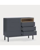 Commode Corvo 7 tiroirs et 1 niche gris anthracite - 120x40x90cm