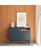 Commode Corvo 7 tiroirs et 1 niche gris anthracite - 120x40x90cm