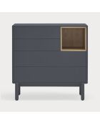 Cassettiera Corvo con 4 cassetti e 1 nicchia in grigio antracite - 90x40x90cm