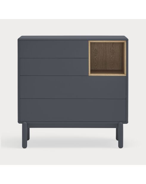 Cassettiera Corvo con 4 cassetti e 1 nicchia in grigio antracite - 90x40x90cm