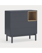 Cassettiera Corvo con 4 cassetti e 1 nicchia in grigio antracite - 90x40x90cm