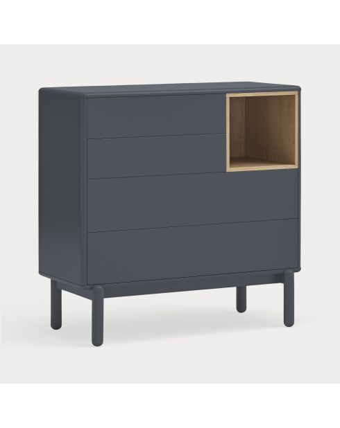 Cassettiera Corvo con 4 cassetti e 1 nicchia in grigio antracite - 90x40x90cm