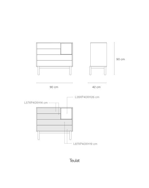 Cassettiera Corvo con 4 cassetti e 1 nicchia in grigio antracite - 90x40x90cm