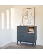 Cassettiera Corvo con 4 cassetti e 1 nicchia in grigio antracite - 90x40x90cm