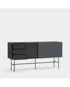 Credenza Nube con 3 cassetti, 1 anta e 1 anta scorrevole nera e grigio antracite - 180x45x91cm