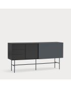 Credenza Nube con 3 cassetti, 1 anta e 1 anta scorrevole nera e grigio antracite - 180x45x91cm